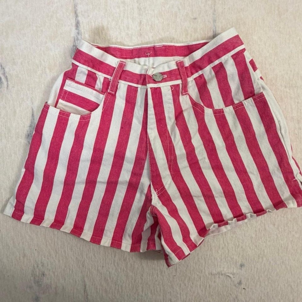Vintage Enchante Woman's Pink White Stripe Shorts Size‎ 3 Made in USA Cotton